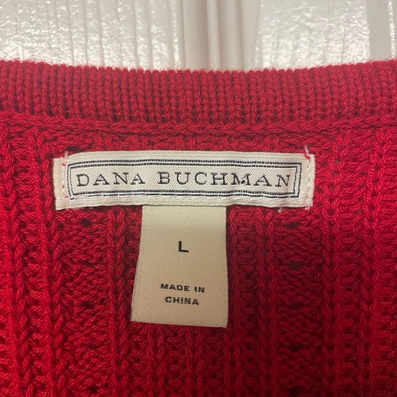 NWOT Dana Buchman Red Mixed-Stitch Textured Sweater size L chunky knit, cozy - Picture 4 of 8